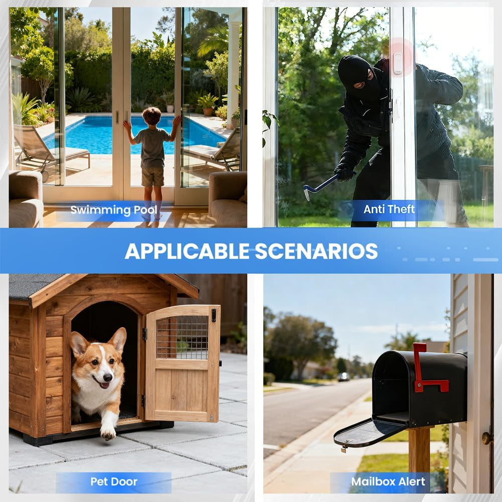 Door Chime, Upgraded Wireless Door Alarm Opened, Magnetic Contact Sensor