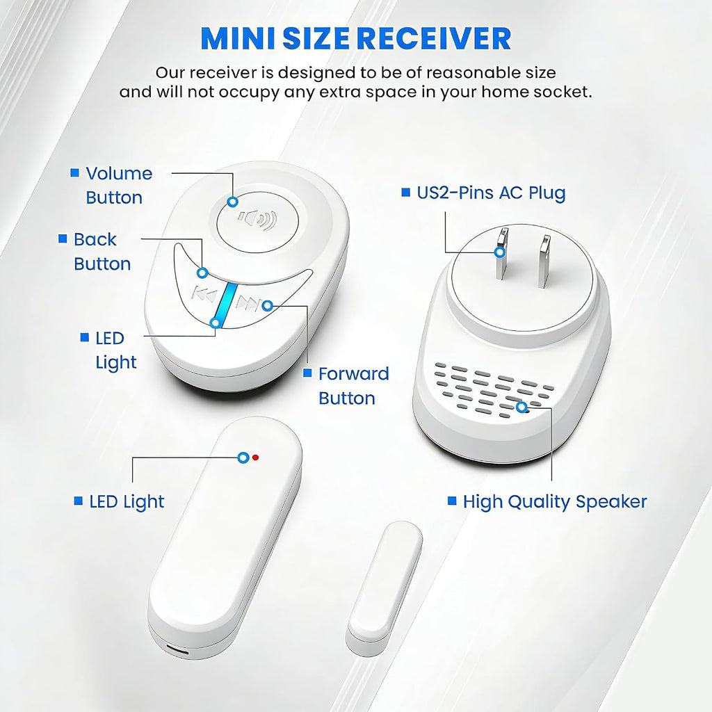 Door Chime, Upgraded Wireless Door Alarm Opened, Magnetic Contact Sensor