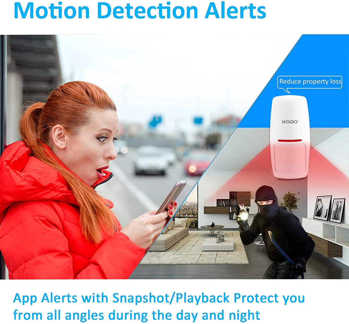 Smart Home Wireless Motion Sensor, Home Security System with Voice Control, 2 Pack
