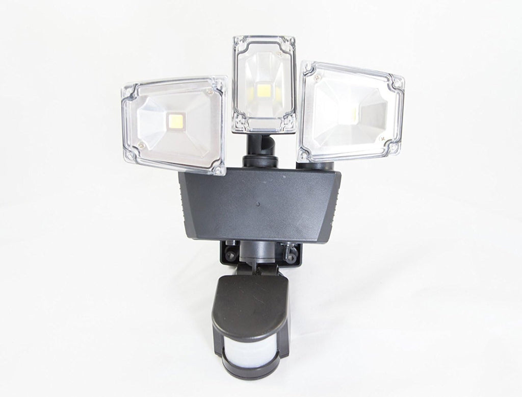 Solar Power Motion Sensor 180 Degree Triple Lamp Security Light with Advance COB LED Technology, 1200 Lumens