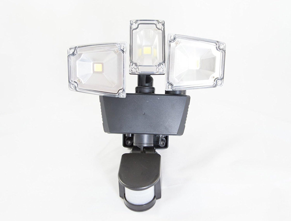 Solar Power Motion Sensor 180 Degree Triple Lamp Security Light with Advance COB LED Technology, 1200 Lumens