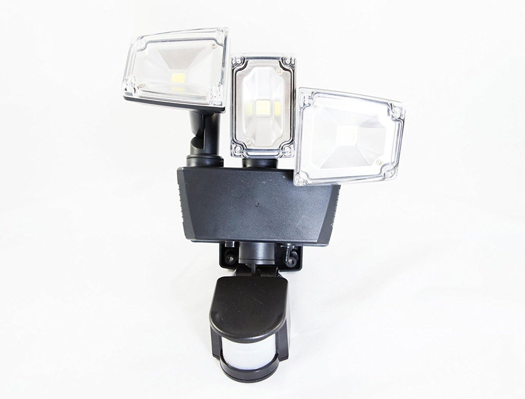 Solar Power Motion Sensor 180 Degree Triple Lamp Security Light with Advance COB LED Technology, 1200 Lumens