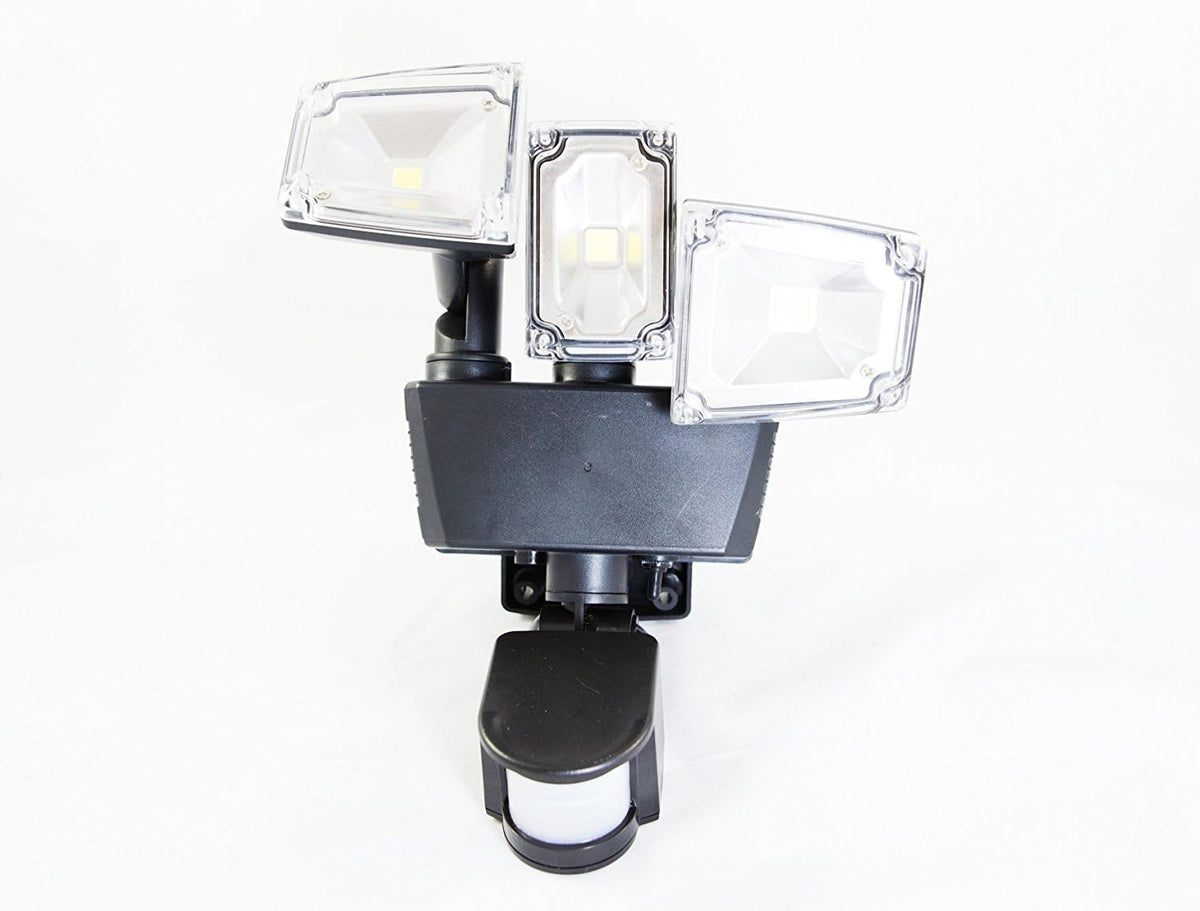 Solar Power Motion Sensor 180 Degree Triple Lamp Security Light with Advance COB LED Technology, 1200 Lumens